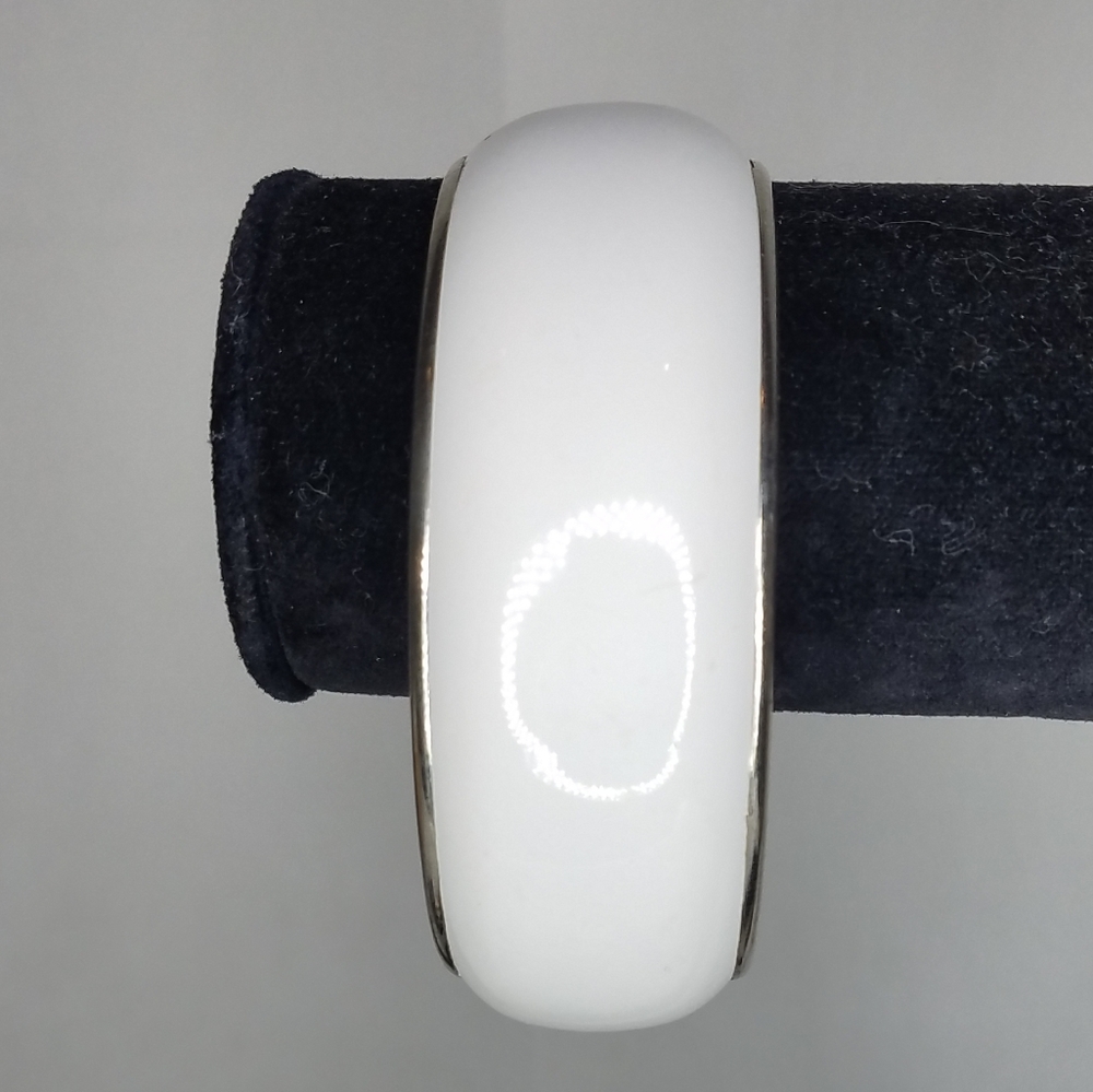 Plus Size Large Statement White Enamel 9" Bangle